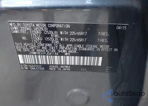 2015 Toyota Rav4 Xle z USA, uszkodzony, nr VIN JTMWFREV1FJ041144